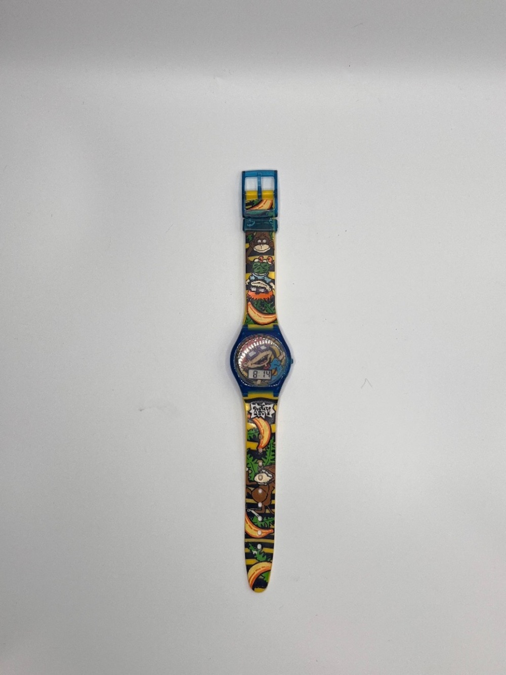 1998 Burger King Rugrats Movie Digital Wrist Watch. Blue/Yellow. Chucky. 9 in